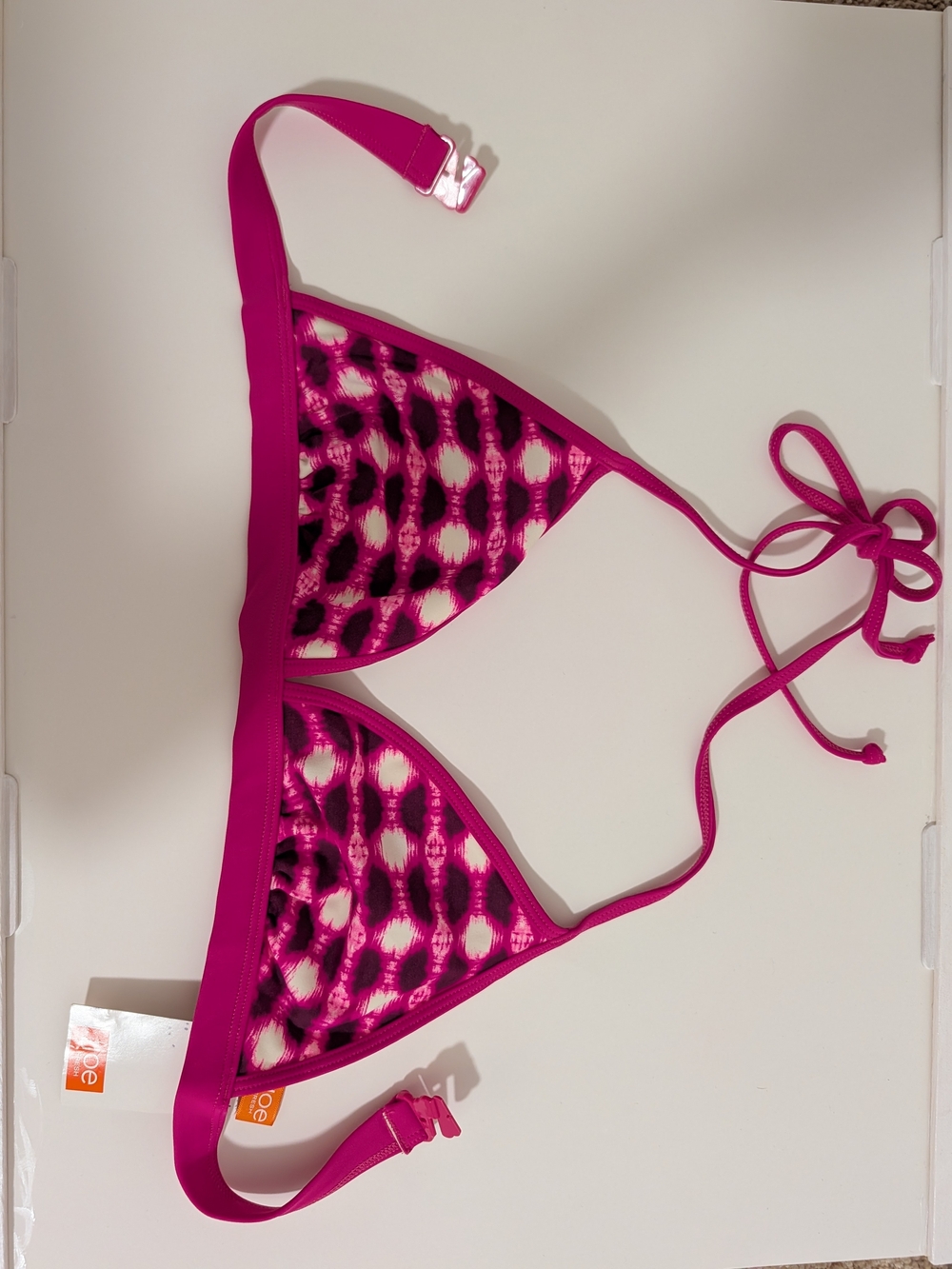 Joe Fresh Hot Pink Patterned Triangle Bikini Top
